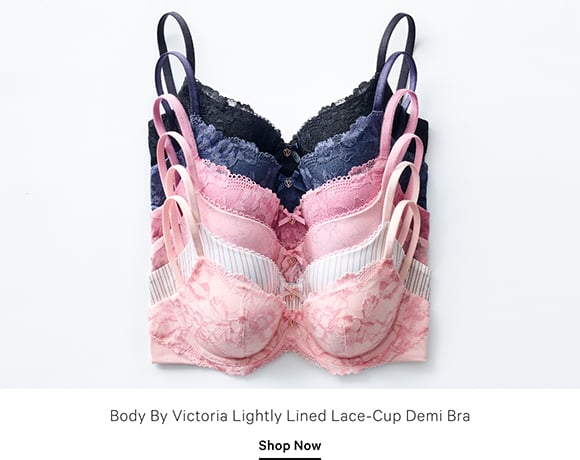 Body By Victoria Lightly Lined Lace-Cup Demi Bra. Shop Now