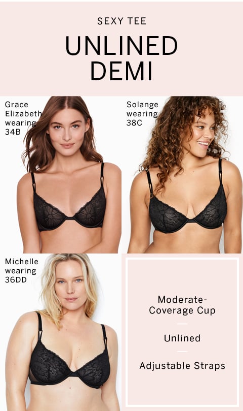 NEW Victoria's Secret Sexy Tee Unlined Demi Bra - Beige/Black Dot - Size  32D