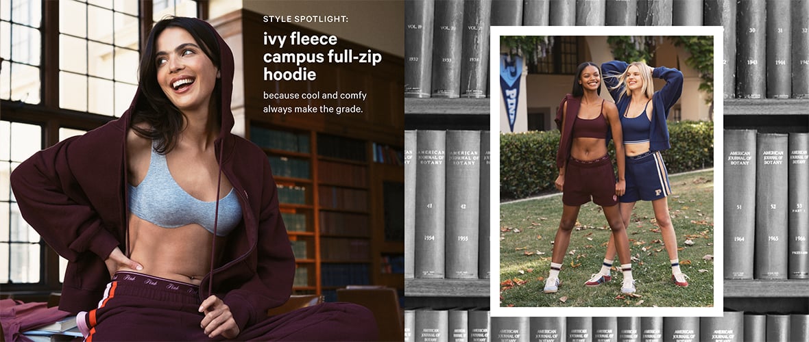 Style Spotlight: Ivy Fleece Campus Full-Zip Hoodie. Because cool and comfy always makes the grade.