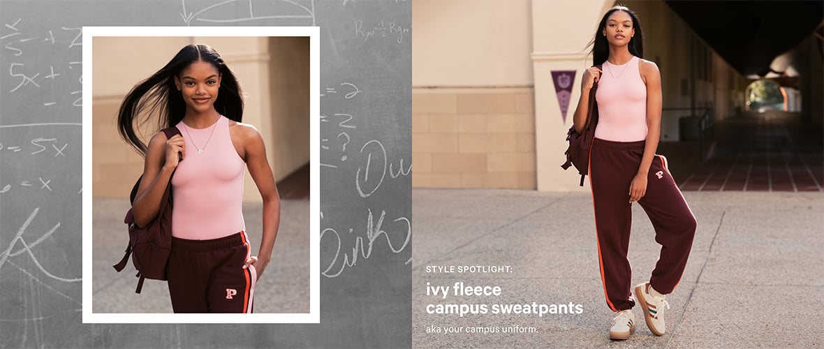 Style Spotlight: Ivy Fleece Campus Sweatpants. Aka your campus uniform.