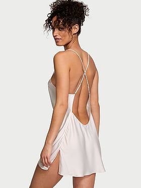 Satin Open-Back Slip Dress