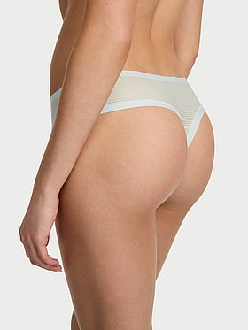 No-Show Stripe Mesh Thong Panty