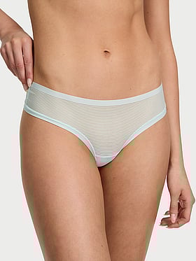 No-Show Stripe Mesh Thong Panty