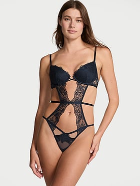 Rose Lace Lightly Lined Strappy Teddy