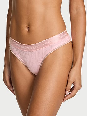 Logo Heart Pointelle Thong Panty