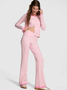 PINK x LoveShackFancy Knit Foldover Flare Pants