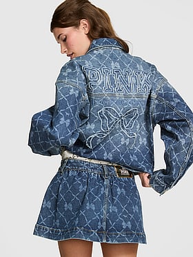 PINK x LoveShackFancy Flirty Denim Skirt