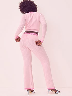 PINK x LoveShackFancy Knit Foldover Flare Pants