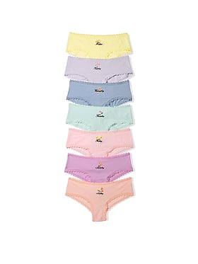 7-Pack Lace-Trim Cotton Cheeky Panties