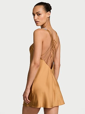 Gradient Shine Strap Satin Slip Dress