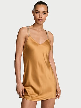 Gradient Shine Strap Satin Slip Dress