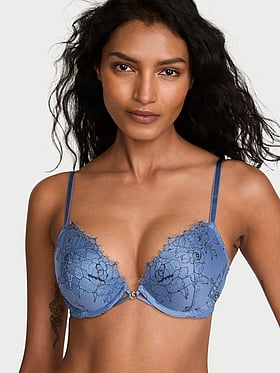 Denim Rose Lace Push-Up Bra