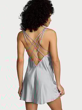 Gradient Shine Strap Satin Slip Dress