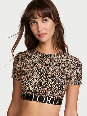 Cotton Short-Sleeve Bralette Crop Top