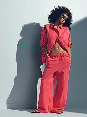 Beachwear Linen Boxy Long-Sleeve Shirt