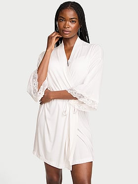 SoSoft™ Modal Lace-Trim Bridal Short Robe