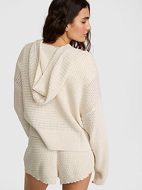 Crochet V-Neck Hoodie