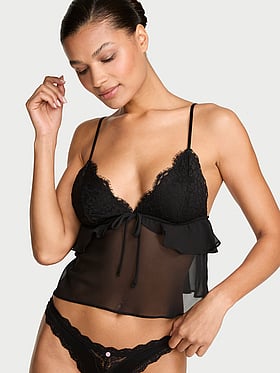 Lace & Chiffon Flutter Triangle Bra Top