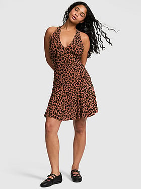 Night-Out Stretchy Knit Halter Dress