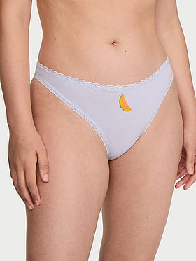 Cotton Lace-Waist Thong