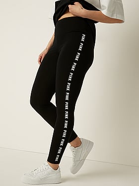 leggings with pink logo