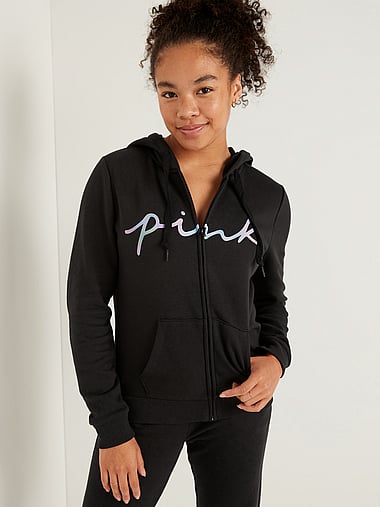 victoria secret pink grey zip up hoodie