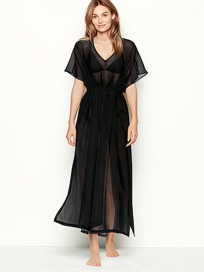 sheer long caftan cover up