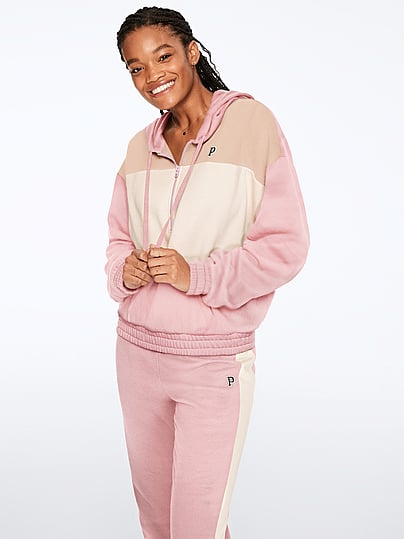 pink quarter zip sweatshirt