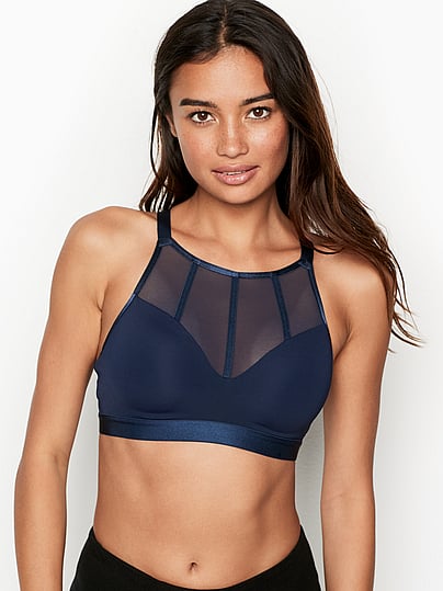 high neck mesh sports bra