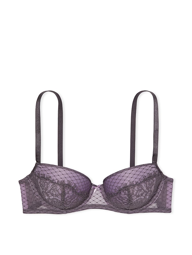 Purple lace,gray & white embroidered, Dream Angel Demi bra Victoria’s  Secret 36D