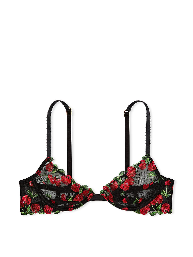 Victoria's Secret LUXE Unlined Floral Embroidered Demi Bra Thong