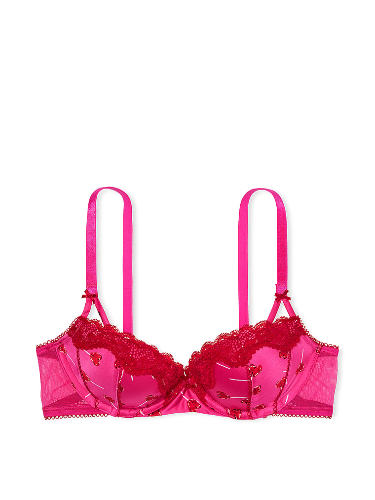 Victoria Secret Bra 34C Very Sexy Push Up Neon Pink Lace Underwire