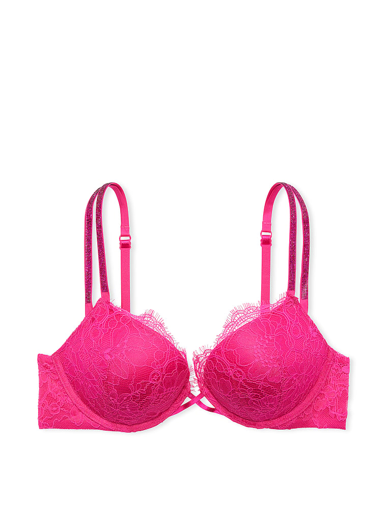 Victorias Secret Hot Pink Lace Push-up Bra