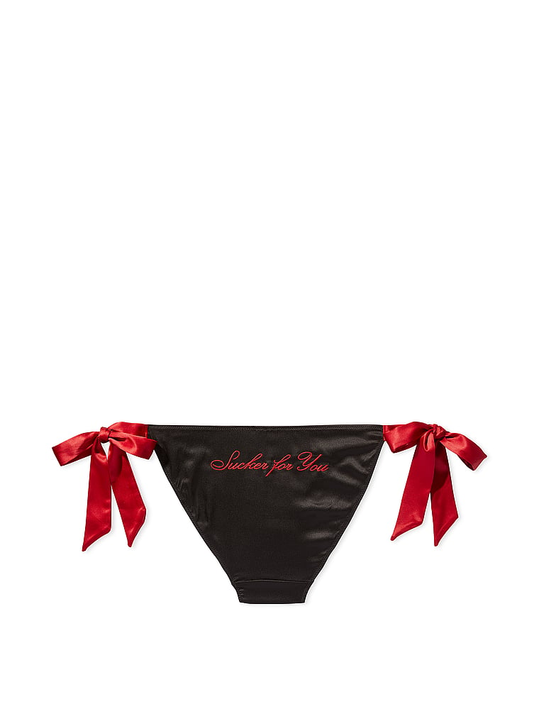 Victoria's Secre Embroidered Adjustable Cheeky Panty black