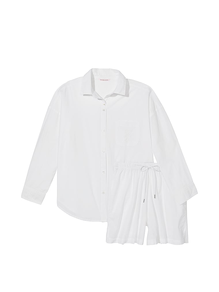 Cotton Long-Sleeve Shirt & Shorts Set