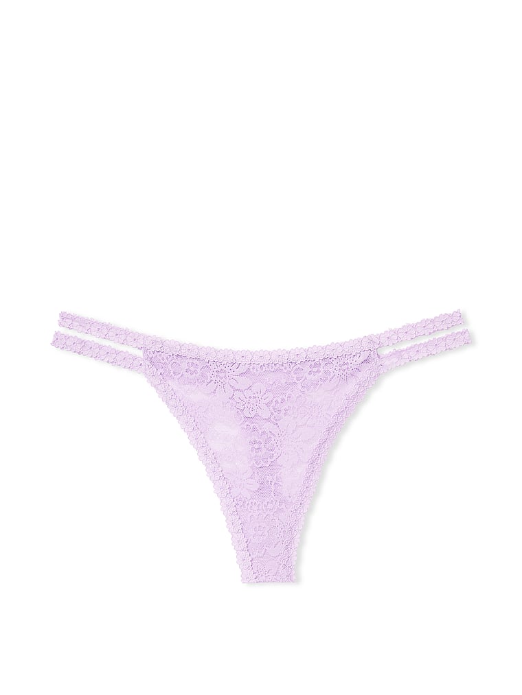 Microfiber and Logo Elastic Band Thong Panty - Dawn pink