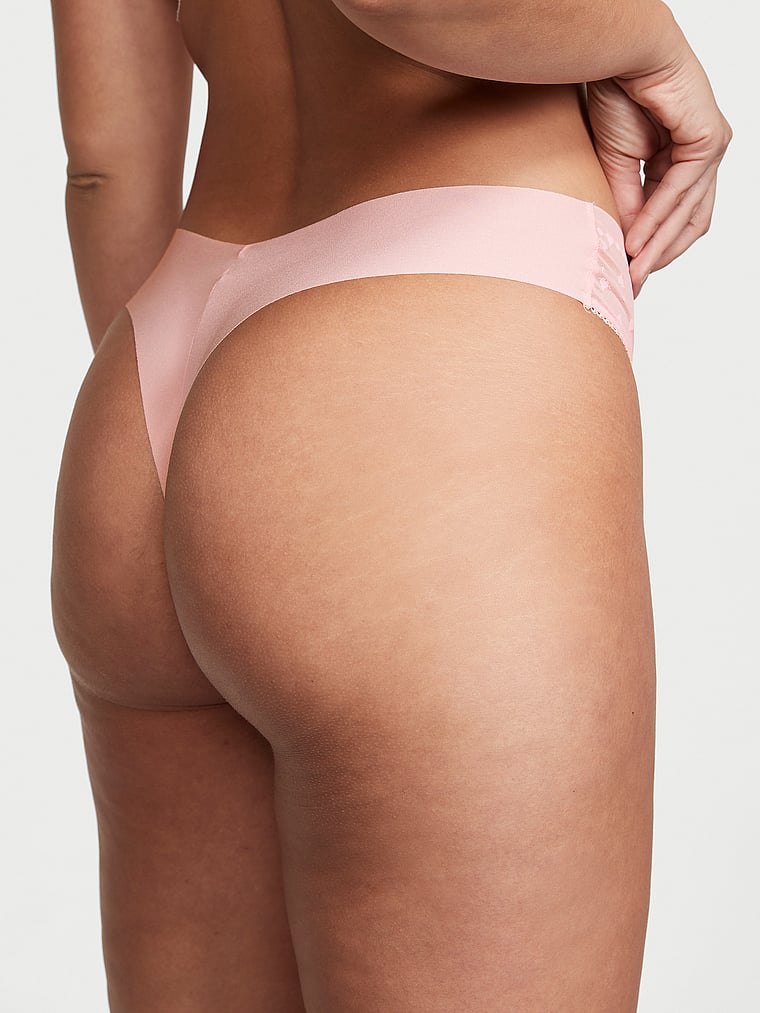 Victoria's Secret Pink LOT of 5 No-Show Thong Seamless Panties Large BLACK