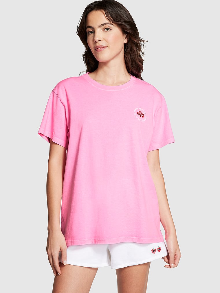 Buy Oversized Short-Sleeve T-Shirt - Order Tops online 5000006281 - PINK US