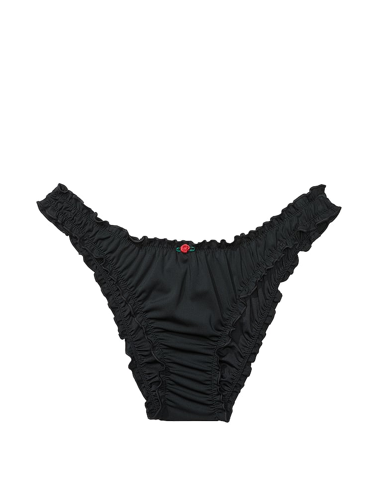 Black Lace Trim Bikini Bottoms