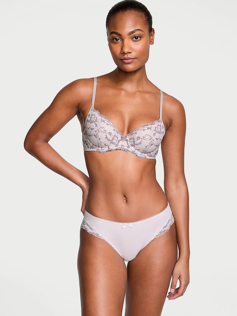 Lightly Lined Lace-Trim Demi Bra