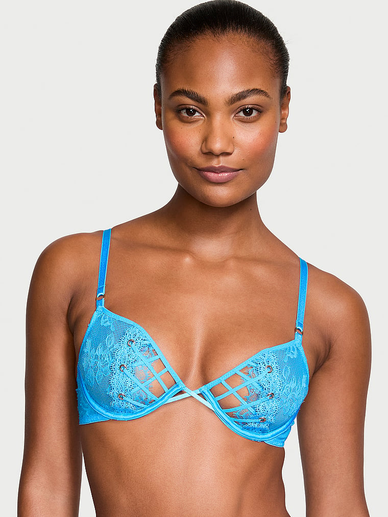 Buy Victoria's Secret Blue Oar Floral Embroidered Lace Unlined Demi Bra  from Next Switzerland