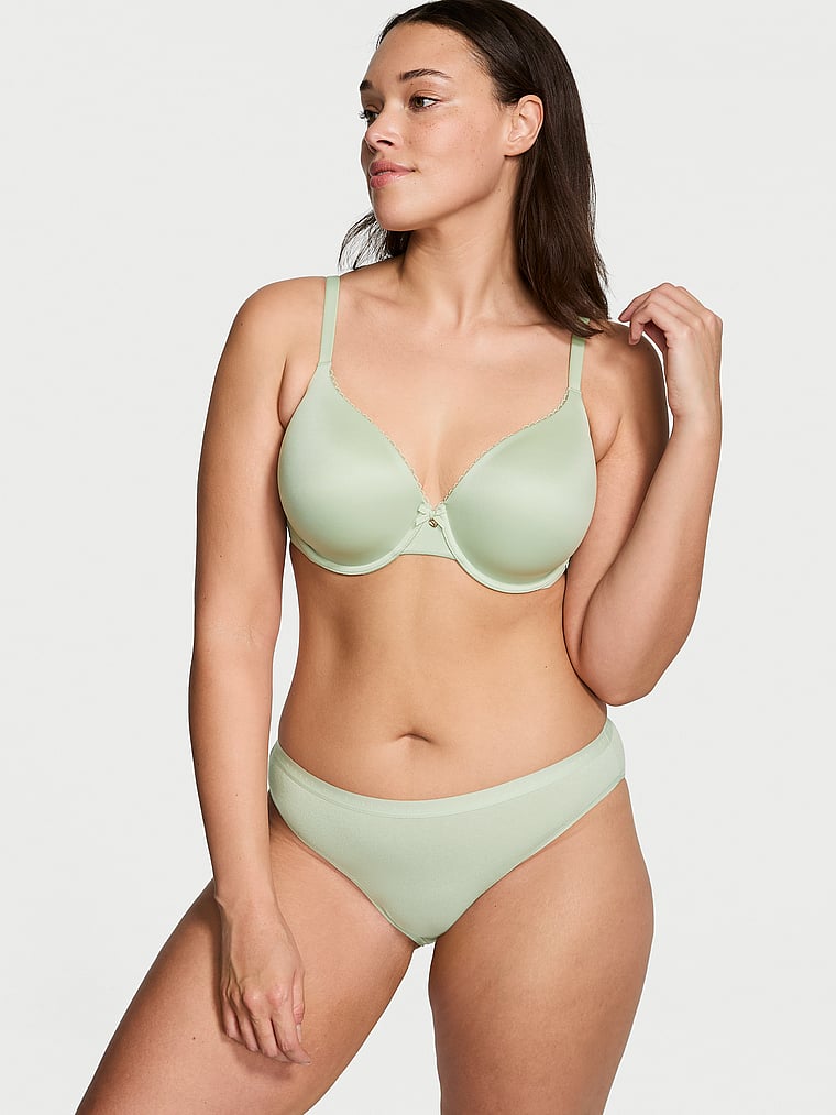 Victoria's Secret, Body by Victoria Lightly Lined Full-Coverage Smooth Bra, Soft Green, onModelSide, 2 of 4