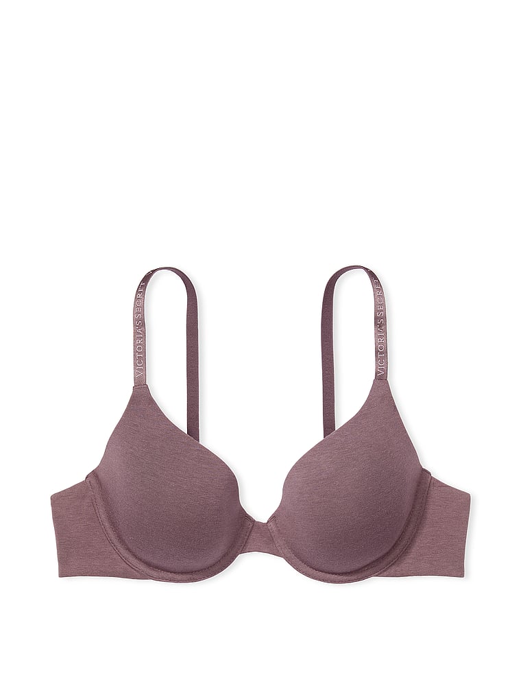 Victoria's Secret, The T-shirt Cotton Lightly Lined Full-Coverage Bra, Cocoa Blush, offModelFront, 4 of 4