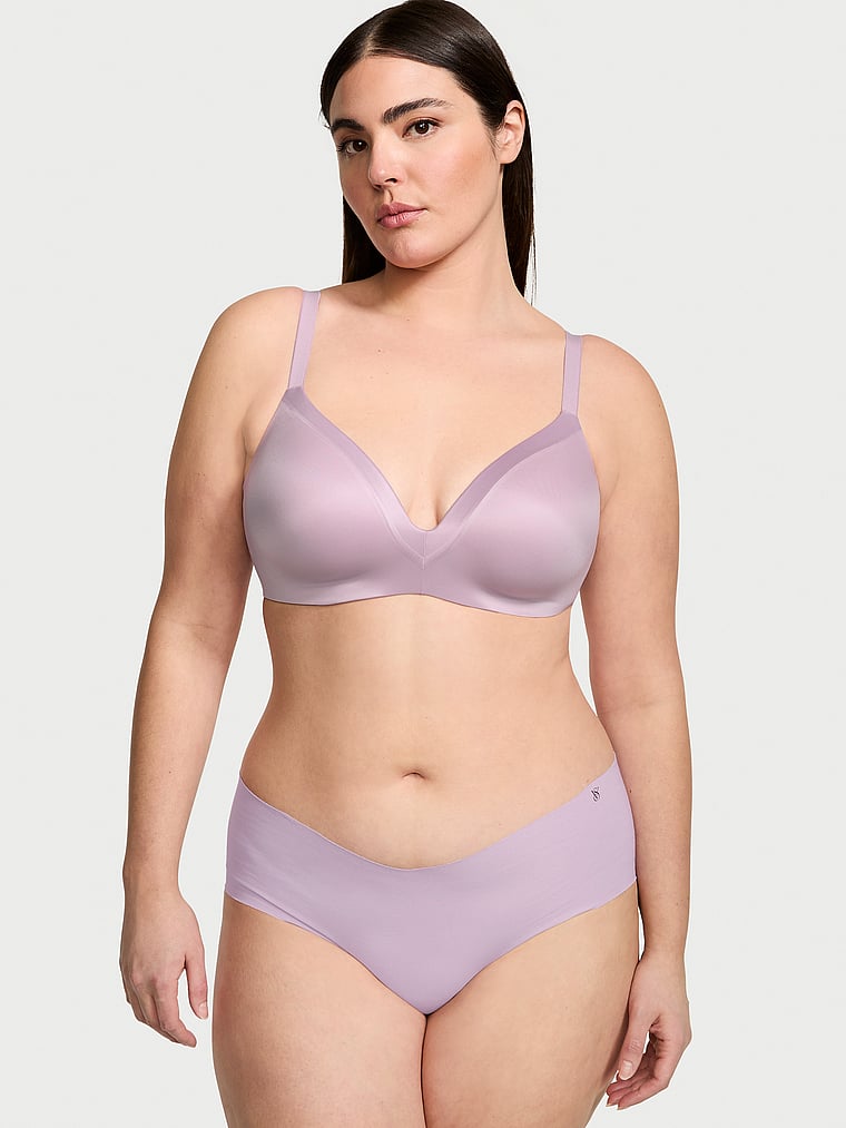 Victoria's Secret, Victoria's Secret Bare Infinity Flex Lightly Lined Wireless Full-Coverage Bra, Hope Lilac, onModelSide, 3 of 4