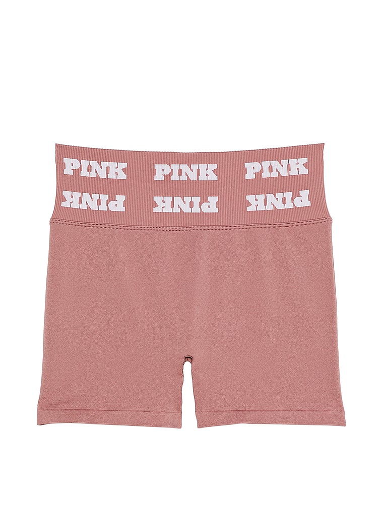 PINK Soft Seamless 3" Shorts, Windsor Rose, offModelFront, 2 of 4