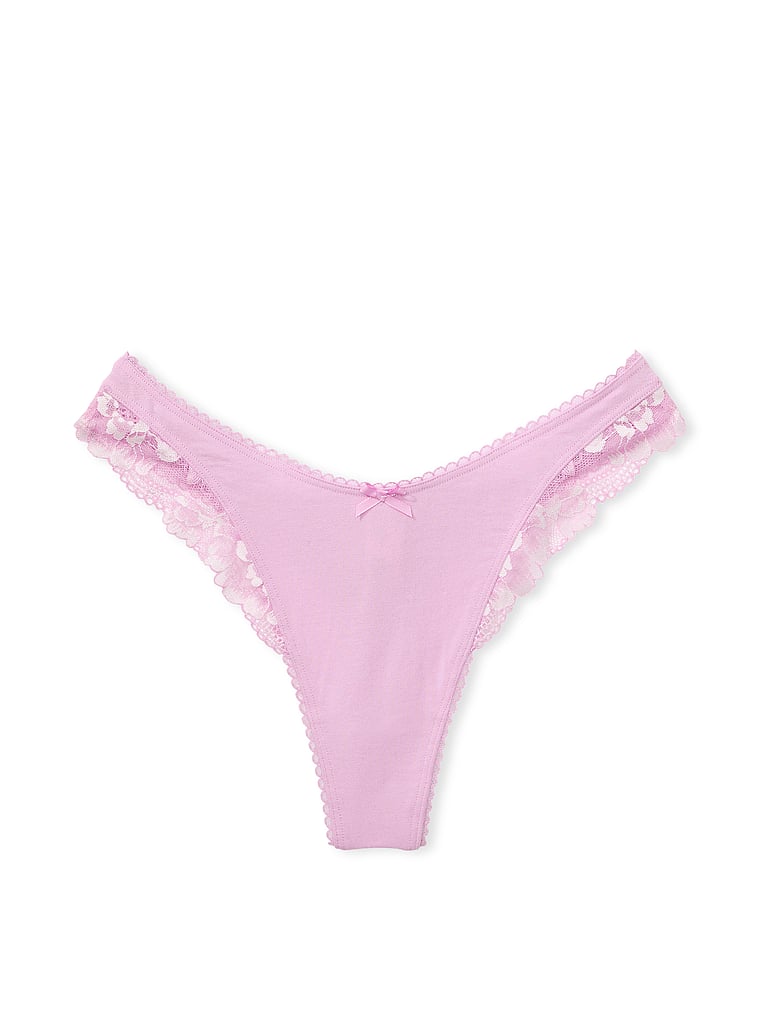 Stretch Cotton High-Leg Scoop Thong Panty