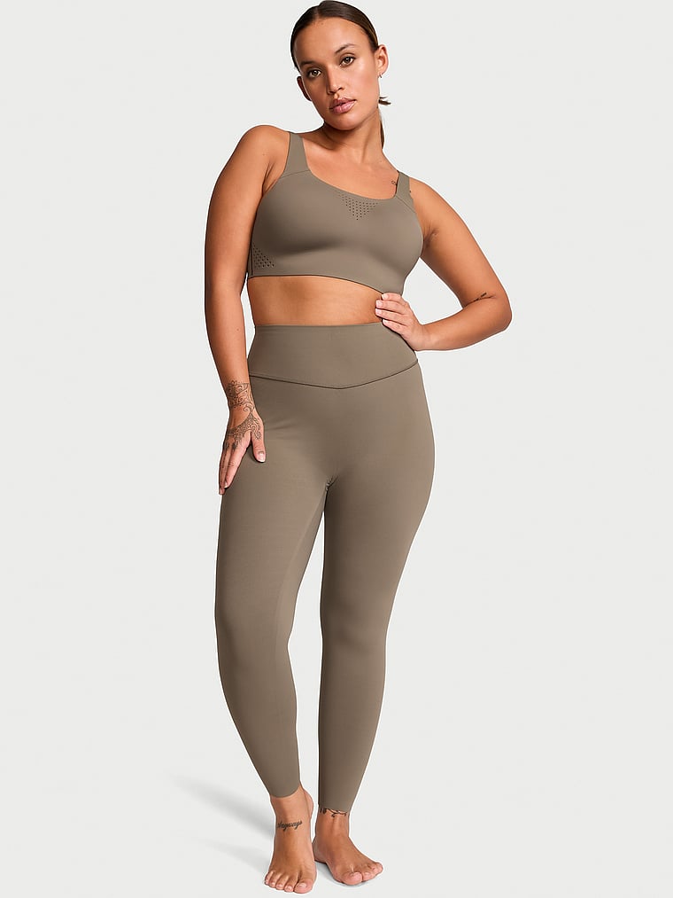 Victoria's Secret, VSX VS Elevate Light Compression Leggings, Terra Olive, onModelFront, 1 of 5 Sofia  is 5'8" and wears Large