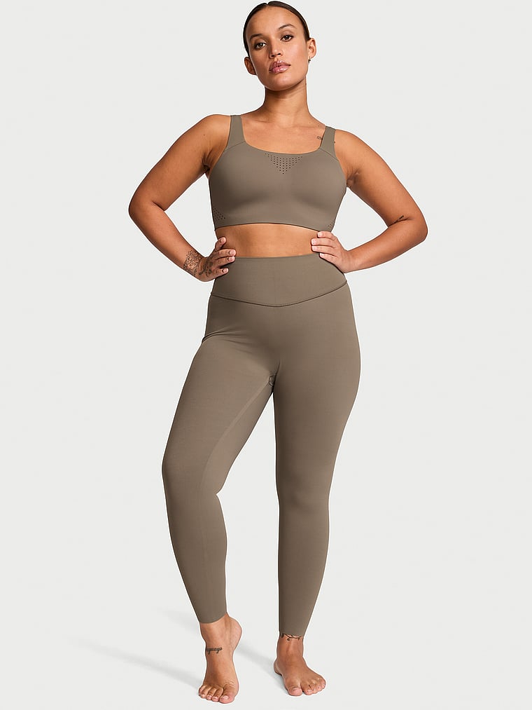 Victoria's Secret, VSX VS Elevate Light Compression Leggings, Terra Olive, onModelSide, 3 of 5 Sofia  is 5'8" and wears Large