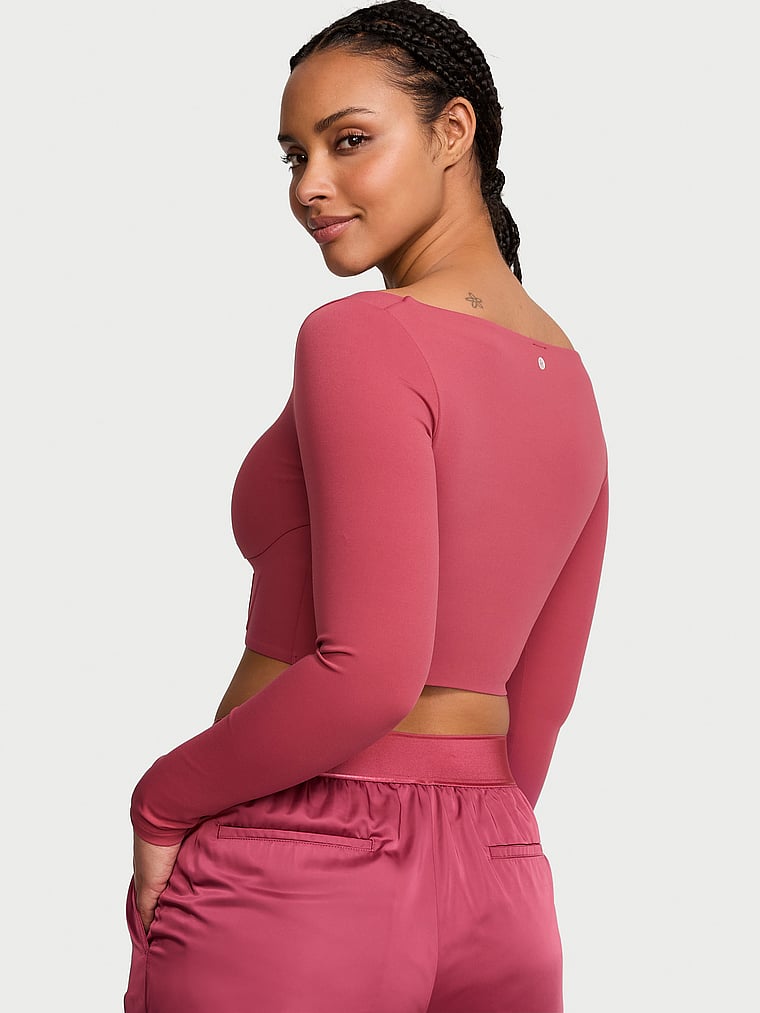 VS Elevate Cropped Long-Sleeve Corset Top