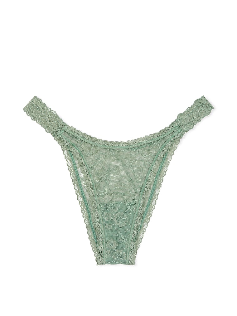 Victoria's Secret, The Lacie Lace Brazilian Panty, Seasalt Green, offModelFront, 3 of 3